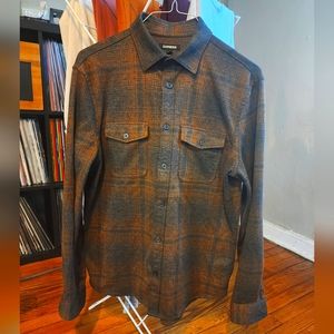 Express Men's Grey/Orange Flannel Shirt Medium